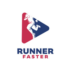 Vector logo silhouette of a runner running