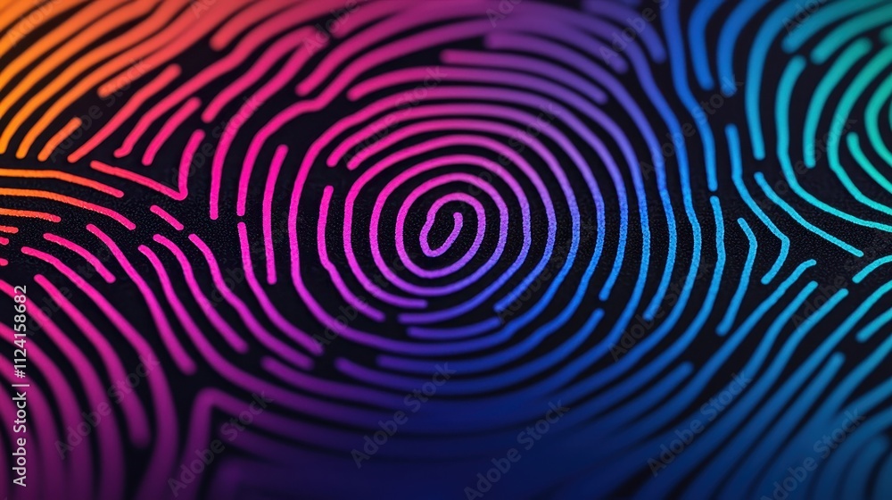 Aufkleber a colorful, abstract representation of fingerprint patterns, showcasing vibrant swirls and lines in 
