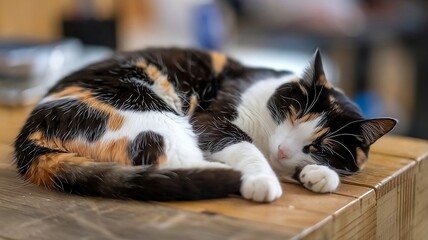 cat sleeping on the bed