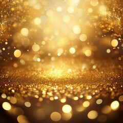 An abstract gold background with shimmering bokeh effects, exuding glamour and luxury. The design creates a sophisticated and elegant visual appeal.