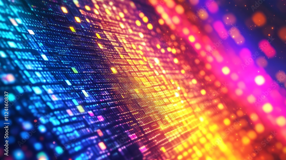 Poster abstract colorful digital data stream background.