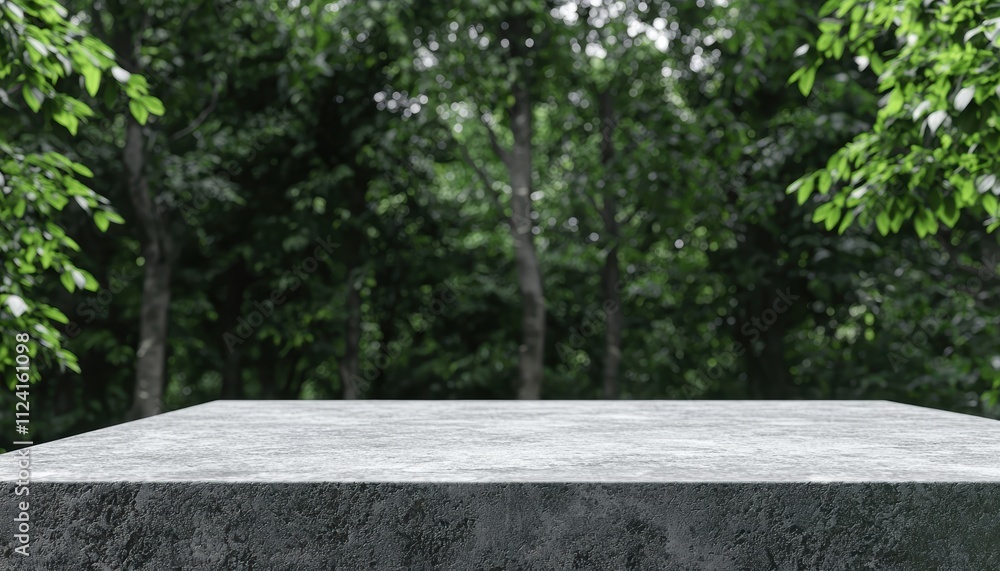 Poster serene forest platform display nature 3d rendering outdoor environment aerial view minimalist concep