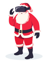 Santa Claus wearing a VR headset, Perfect for tech themed Christmas, futuristic holiday designs, and innovative seasonal projects