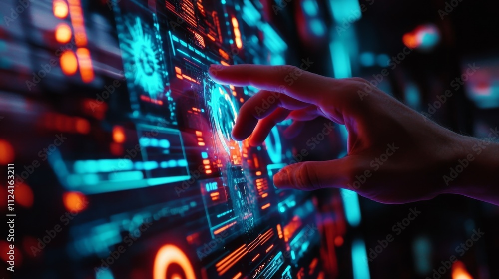 Poster interactive digital interface engagement futuristic technology lab digital art virtual environment c