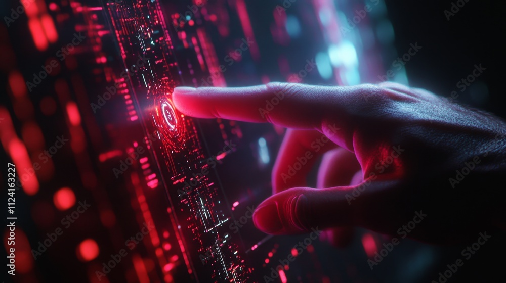 Poster interactive technology interface digital environment futuristic display high-tech setting close-up p
