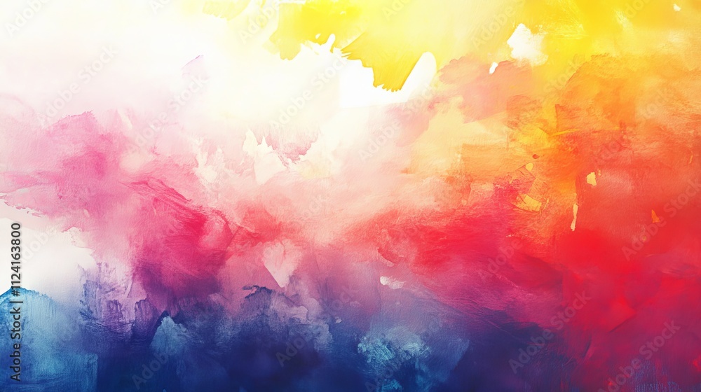 Poster vibrant abstract watercolor painted background with colorful brushstrokes and dynamic fluid patterns