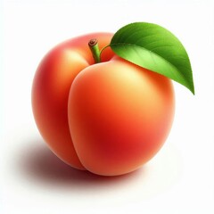 Sweet Ripe Apricot with Leaf Isolated on White