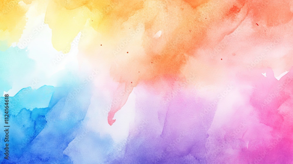 Poster vibrant abstract watercolor painted background with colorful brushstrokes and dynamic fluid patterns