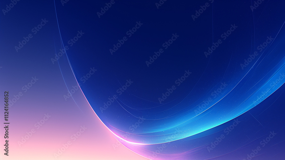 Wall mural ethereal blue arcs sweep across a twilight sky in a minimalist abstract with smooth gradients