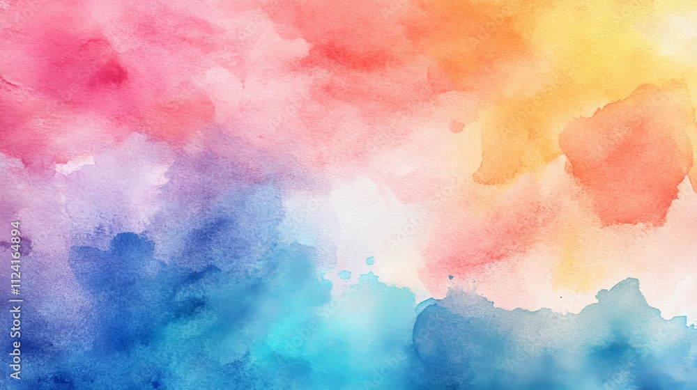 Poster vibrant abstract watercolor painted background with colorful brushstrokes and dynamic fluid patterns
