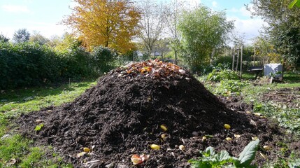 Obraz premium Creating a compost pile sustainable gardening techniques community garden nature photography outdoor ground level environmental awareness