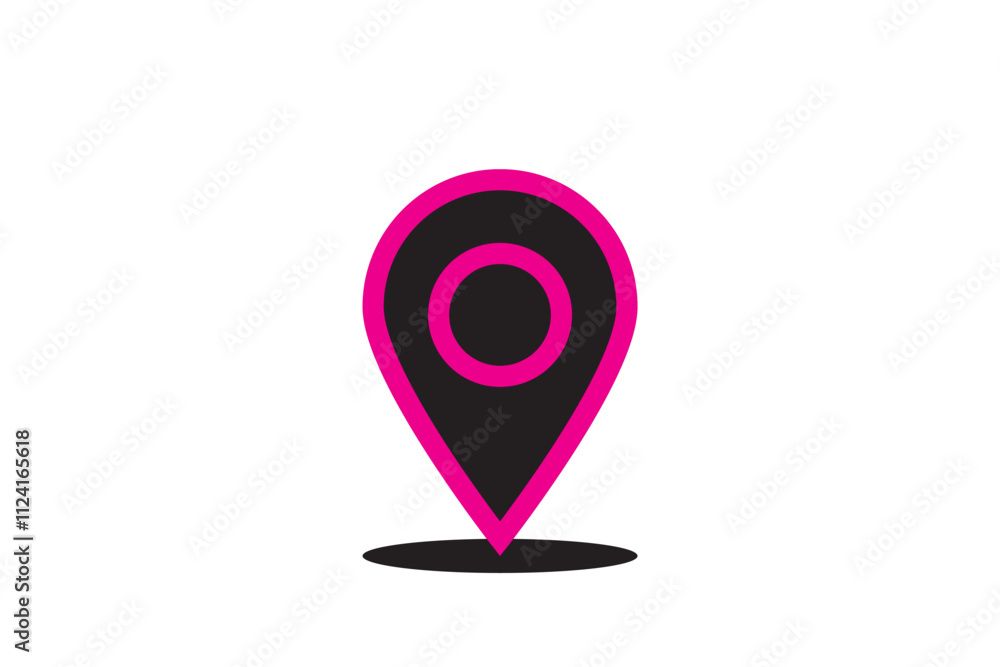 Poster location icon set map pointer pin sign symbol red black outline destination icon place address navig