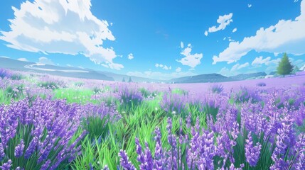 Obraz premium Swaying lavender blooms scenic fields and panoramic views for relaxation and inspiration