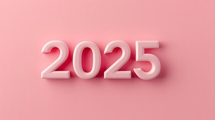 The word "2025" on a soft pink background