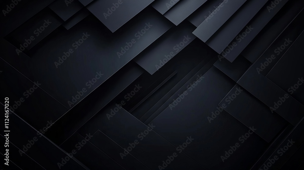 Poster 3d black geometric abstract background with overlapping layers, diagonal lines, and striped patterns