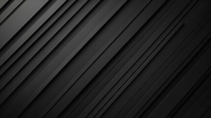 Obraz premium 3d black geometric abstract background with overlapping layers, diagonal lines, and striped patterns on dark space – modern graphic design element for banners, flyers, cards, brochure covers