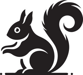 Squirrel Silhouette Line Art Design.