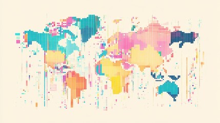 Global infographic map visualization digital art abstract design vibrant colors modern aesthetic data representation