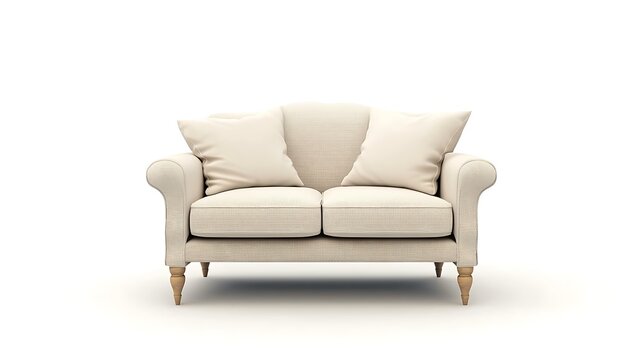 A white couch with pillows on it - Powered by Adobe