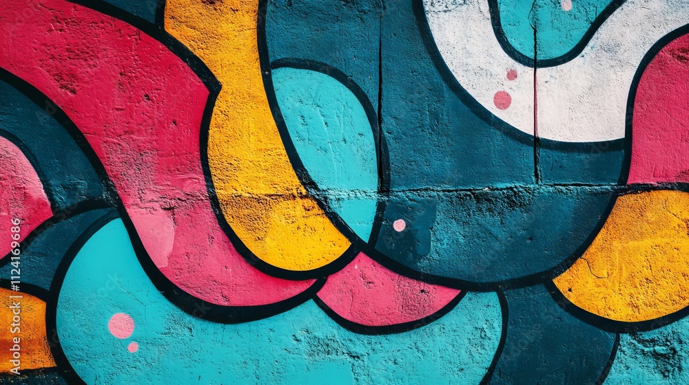 Poster vibrant abstract pop art colorful paint splash pattern background with memphis geometric shapes and 