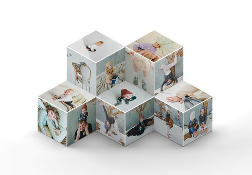Cube Photo Collage Mockup