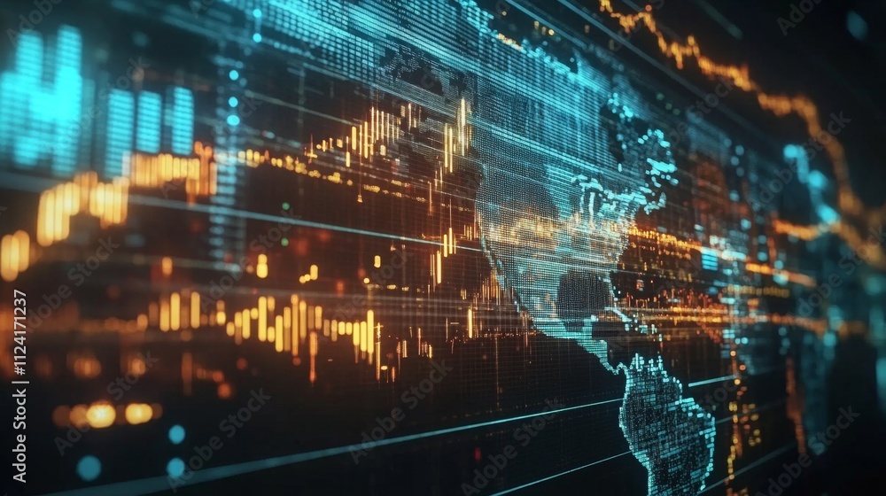 Aufkleber dynamic data visualization global market trends digital art futuristic environment close-up view tec