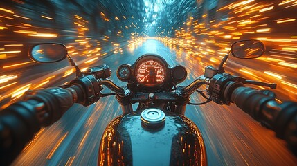 Dynamic POV Shot of Motorcycle Handlebars on Track