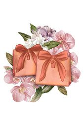 gift box with flower illustration