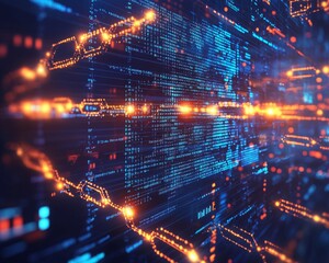 Obraz premium Abstract Blockchain Technology Concept Illustration