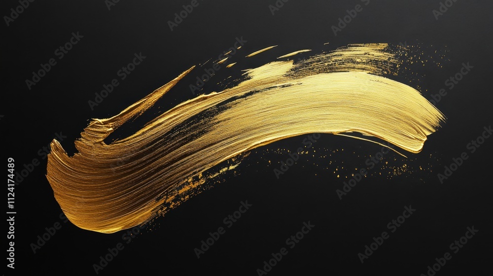 Poster dynamic golden brush stroke art digital canvas visual design abstract style close-up view creative e