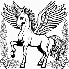 Obraz premium A cute, magical unicorn with wings, prancing and ready to take flight.