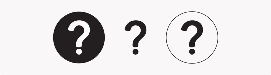  question mark vector icon . isolated transparent . black outline and filled version . AI 10 / EPS 10 