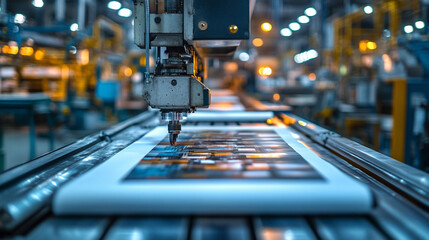 printing press in operation showcasing precise mechanical movements emphasizing innovation technology and craftsmanship with vibrant details symbolizing progress communication and industrial art