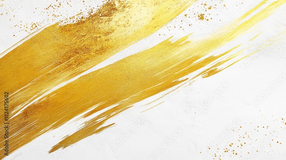 Poster dynamic golden brush strokes abstract art digital design artistic environment close-up view creative