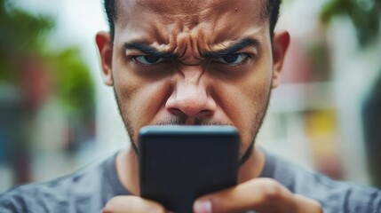 Frustrated individual clutching a smartphone, reflecting on the challenges of modern technology and communication.