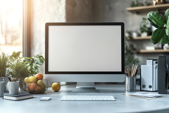 Realistic Dekstop mockup design template