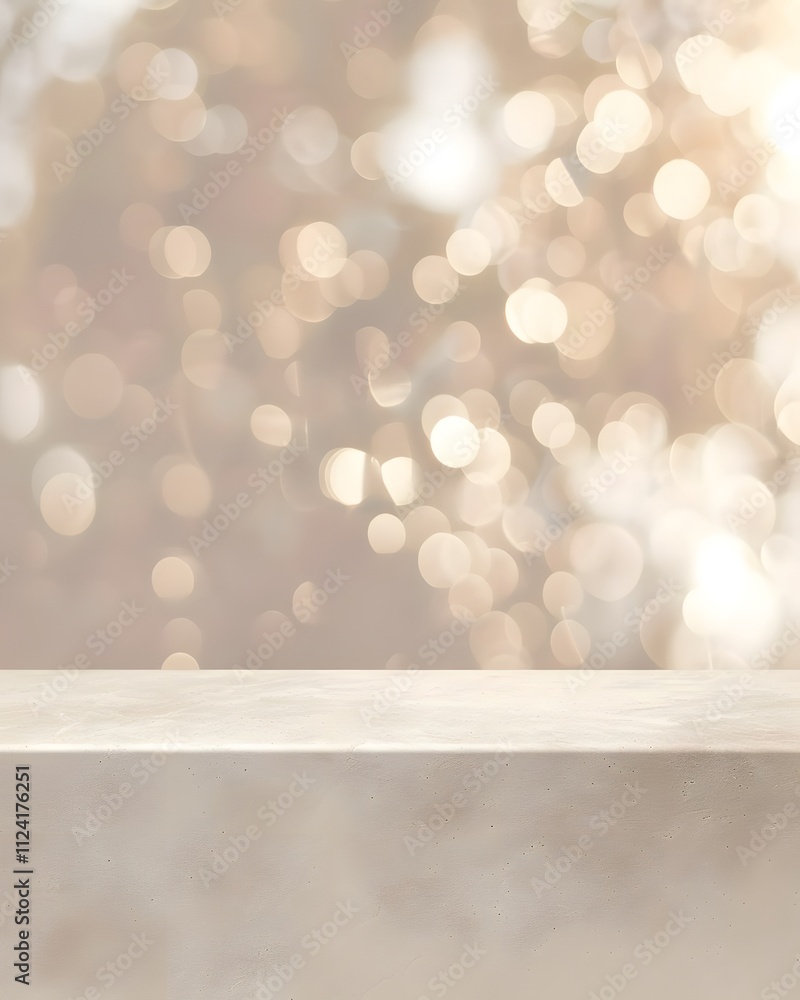 Aufkleber a blurred background with soft bokeh lights, showcasing a simple stone surface in the foreground.