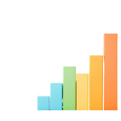 A series of colorful bars representing growth, each ascending in height and showcasing a gradient of colors from blue to orange.