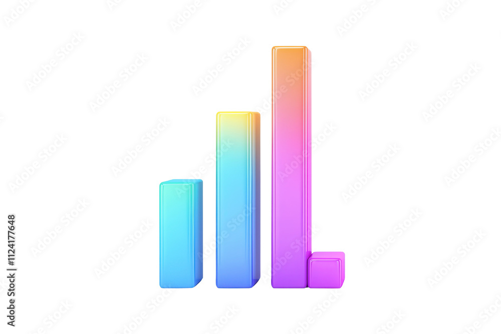 Aufkleber a colorful, gradient bar graph with three vertical bars of varying heights, symbolizing growth and d