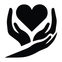 Hands Holding Heart Silhouette  Symbol of Love and Support