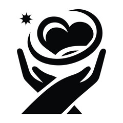 Hands Holding Heart Silhouette – Symbol of Love and Support