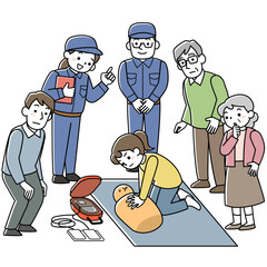 救命講習に参加する人々