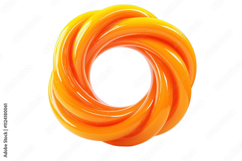 Poster a vibrant, swirling orange circular shape with a smooth, glossy texture, creating a dynamic sense of