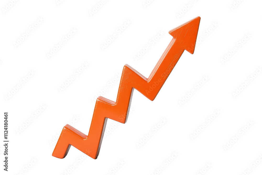 Poster an upward-pointing zigzag arrow symbolizing growth and progress.