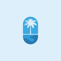 palm tree island logo vector
