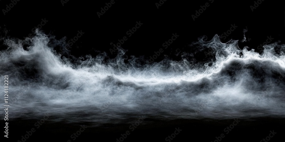 Poster dark swirling fog in black background creating a mysterious atmosphere with ethereal effects and dre