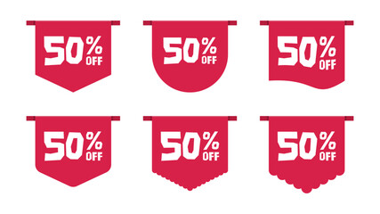 set of red sale labels