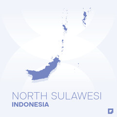 Obraz premium North Sulawesi vector map, Vector map of North Sulawesi, editable eps, AI files, Vector illustration of North Sulawesi vector map