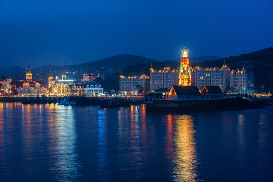 Night view of Laohutan Scenic Attraction in Dalian