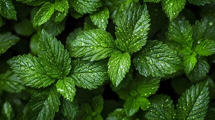 Vibrant Green Leaves with Fresh Dew That Signify Nature's Vitality